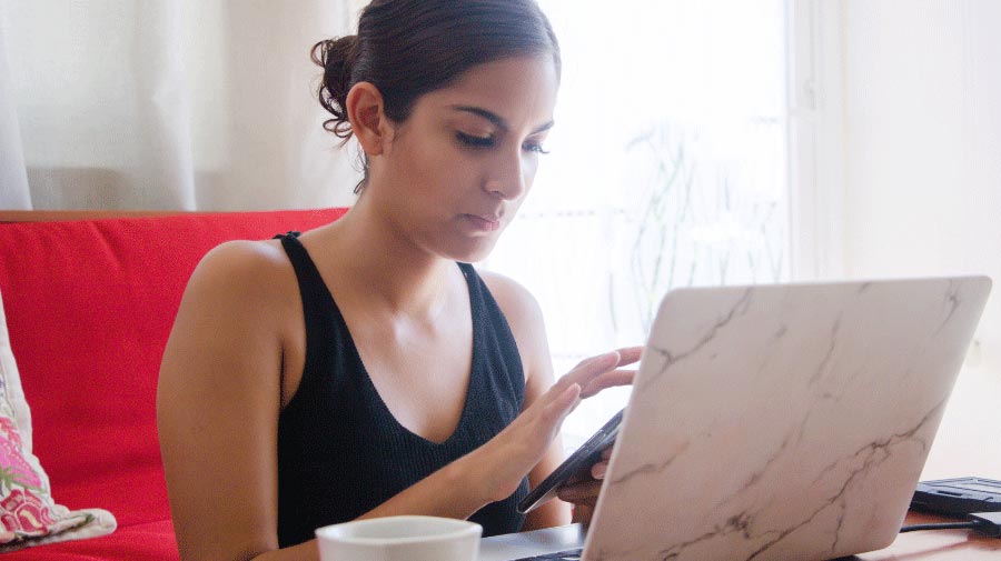 Young woman using a laptop