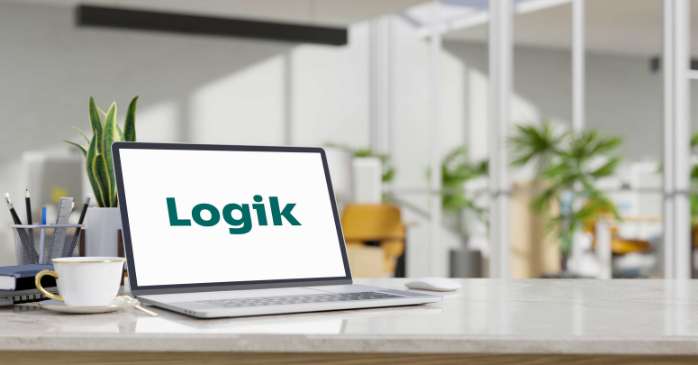 laptop on table with Logik